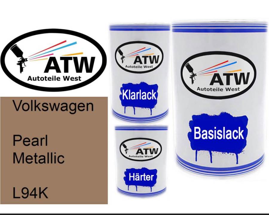 Volkswagen, Pearl Metallic, L94K: 500ml Lackdose + 500ml Klarlack + 250ml Härter - Set, von ATW Autoteile West.